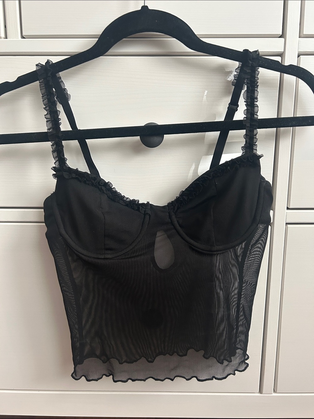 Edikted Black Sheer Mesh Top